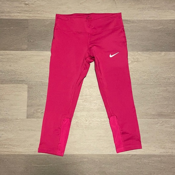 Nike 3/4 Leggings with Mesh Calf Detail (Hot Pink) - Picture 3 of 4
